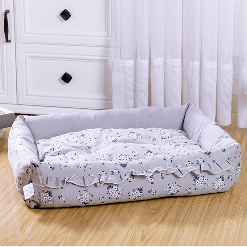 Stor størrelse solseng for katt vaskbar sovepose rosa prikker kurv hundesenger for store hunder vintervarme kennel myke putematter: E / S (42 x 35 x 12cm)