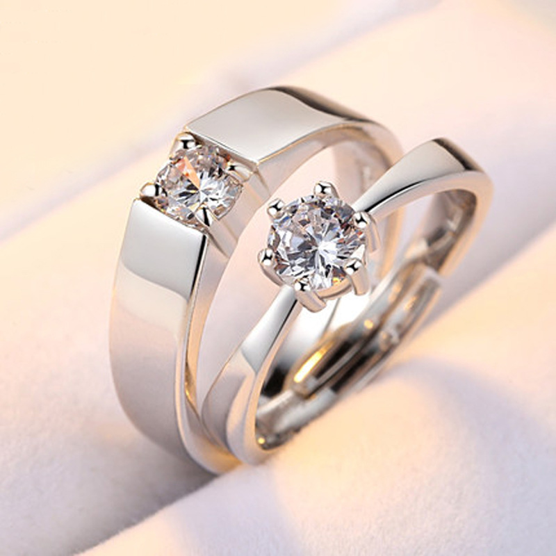 Classic Paar Ringen Voor Mannen Vrouwen Cz Steen Trendy Wedding Lovers &#39;Ring Sieraden Romantische Valentijnsdag Ring Accessoire