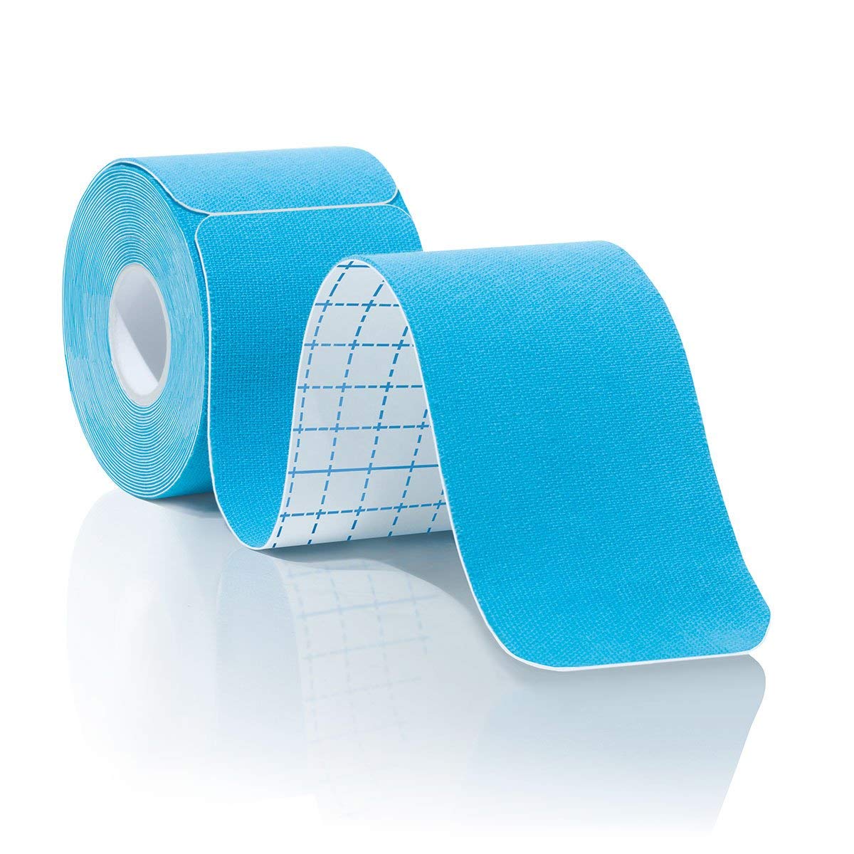 1 ruller foruddefineret kinesiologibånd åndbart bomuldssporttape muskelsmerter lindrer fitnessterapeutisk klæbende bandage: Himmelblå