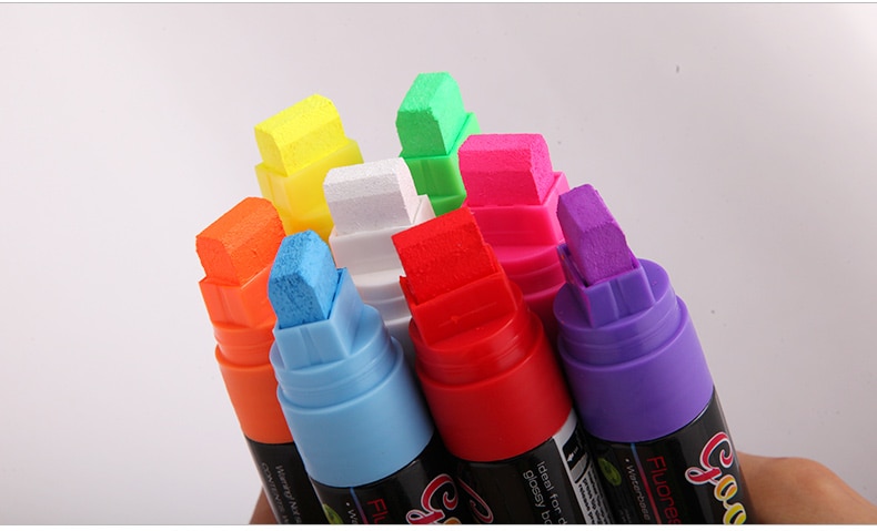 Flashcolor markør for glass whiteboard fluorescerende plate tavle plast tre papir maling markør kontor skolerekvisita