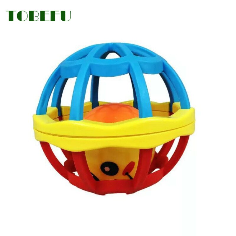 TOBEFU Plastic Intelligence Grasping Gums Teethers Baby Rattle Toys Food Grade Hand Bell Teething Rattle for 0-3 years Baby