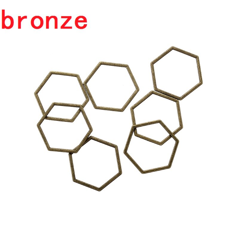 Yuenz 10Pcs 7 Kleur Mini Hexagon Charm Hollow Lijm Blank Hanger Lade Bezel Charms Diy Armband Ketting Handgemaakte Bezel mold: Antique Bronze Plated