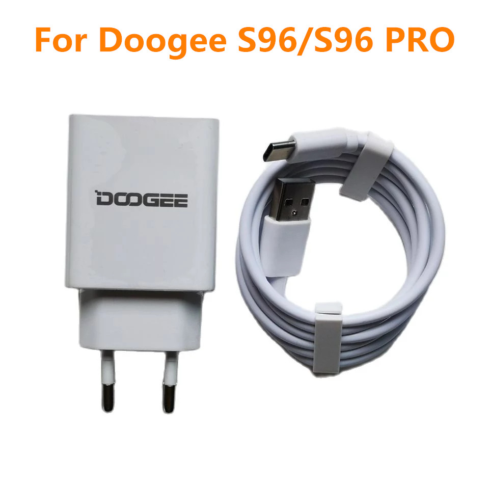 Doogee S96 Pro Telefoon Wit Ac Adapter Quick Travel Charger Eu Plug Adapter + Type-C Usb kabel Lijn