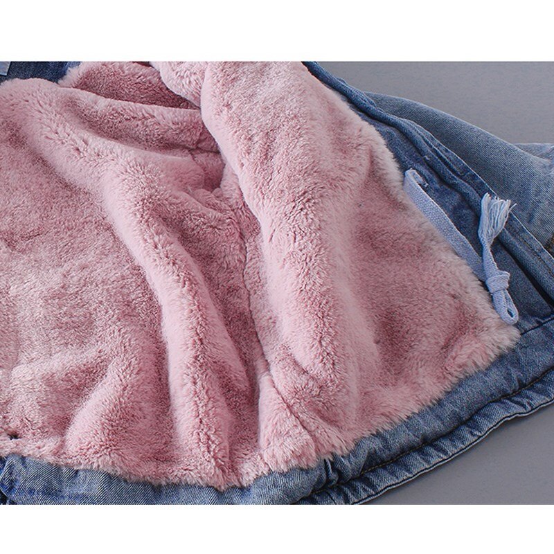 Kinderwinterjas, schattige warme fleece kraag, spijkerjas, peutermeisjeskleding, 1-5y babymeisjes winterkleding