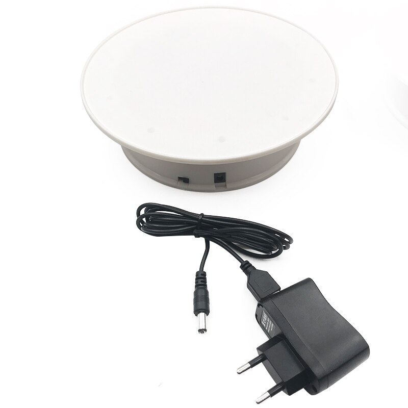 20cm 360 Degree Electric Rotating Turntable Display Stand for Photography Jewelry Model Show Load 1.5kg video shooting Battery: White with EU plug
