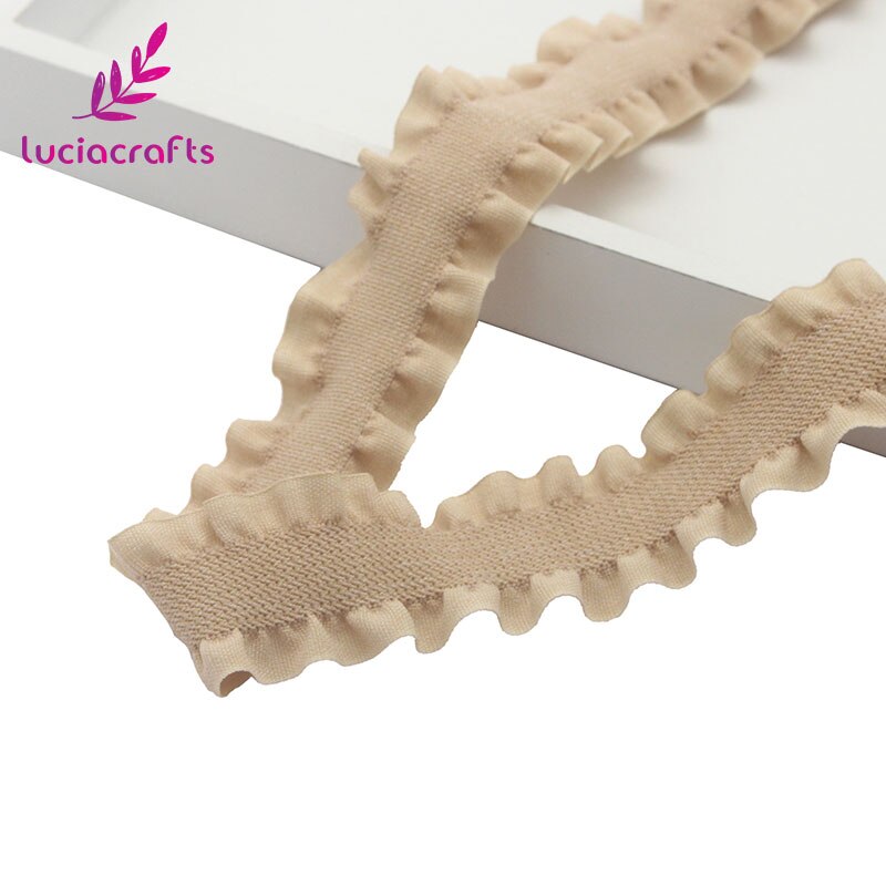 Lote de 2/6 yardas de cinta de cintas elásticas de 25mm, rollo de adorno de encaje, tocado DIY, accesorios de costura para prendas N0602: C3 Khaki 2yards