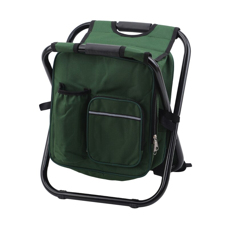 Udendørs foldestol camping fiskestol skammel bærbar rygsæk køligere isoleret picnic værktøj taske vandretur sæde bordtaske: Grøn