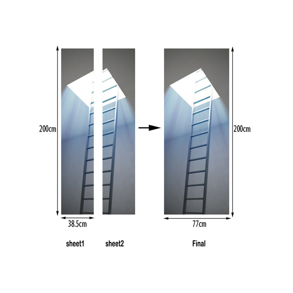77x200cm 3D Cool Ladder Door Stickers For Living R... – Grandado