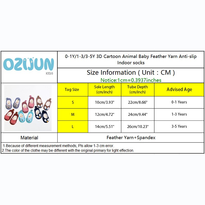 Chaussettes d'animaux, 3D dessin animé, pour enfants, avec fil de plumes, antidérapantes, chaussons de bateau, sol, ours de renard, automne hiver