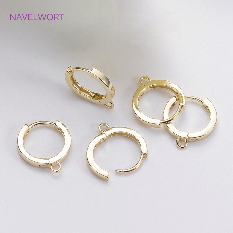 Ganchos para pendientes chapados en oro de 14 quilates, pendientes redondos de aro para suministros de joyería, sujetadores para pendientes, accesorios para pendientes DIY