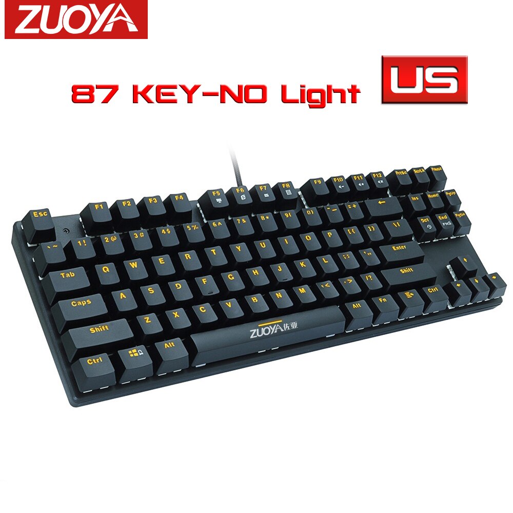 ZUOYA Mechanical Keyboard RGB/Mix Backlit Wired USB Gaming Keyboard Blue Red Black Switch Anti-ghosting For PC Laptop Gamer: NO light US / Blue Switch