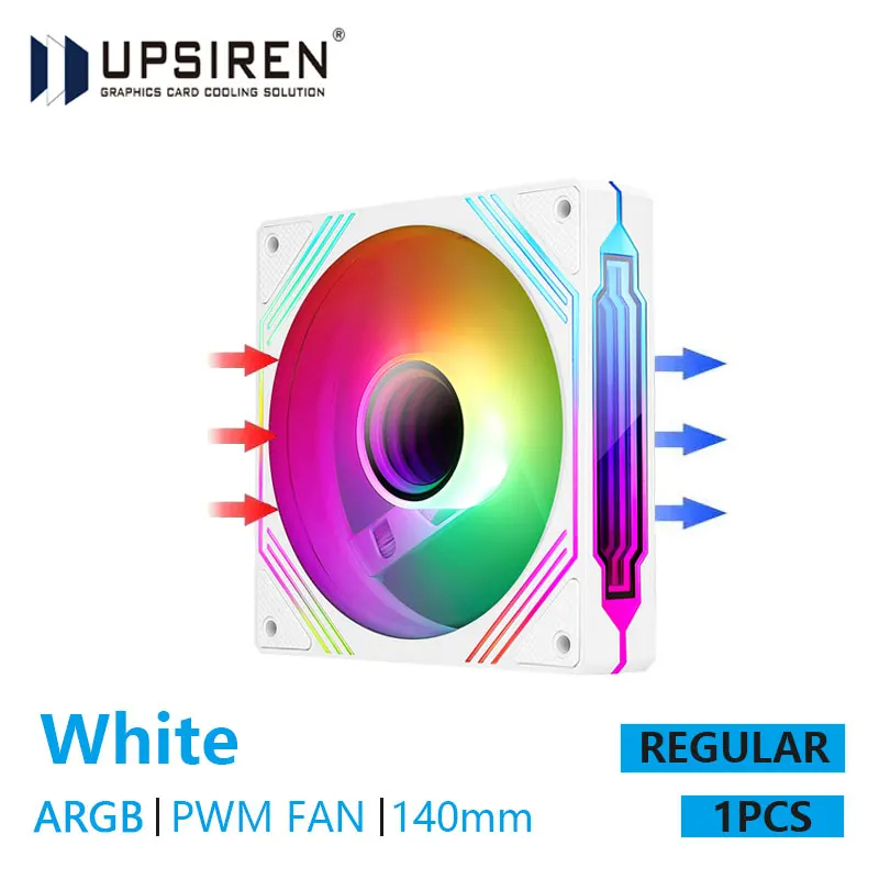 UPSIREN PF-14 PRISM 4PRO ventilateur de châssis d'ordinateur 14 cm ARGB 4 broches PWM ventilateur de refroidissement silencieux 12 V grand Volume d'air 61,5 CFM/650-1800 tr/min: WHITE