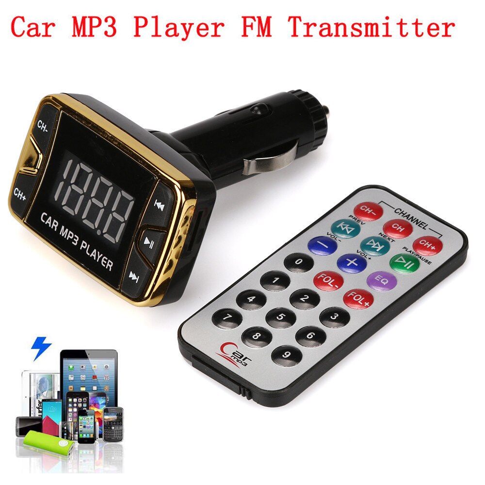 Franchise MP3 Speler Draadloze Fm-zender Modulator Carkit USB SD TF MMC LCD Remote #1114
