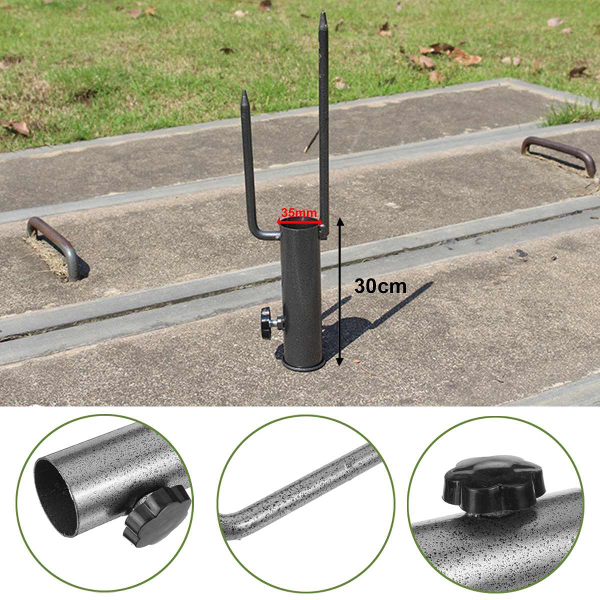 Steel Parasol Stand Umbrella Base Heavy Duty Parasol Stand Holder Outdoor Garden Market Patio Insert Plug Garden Accessories