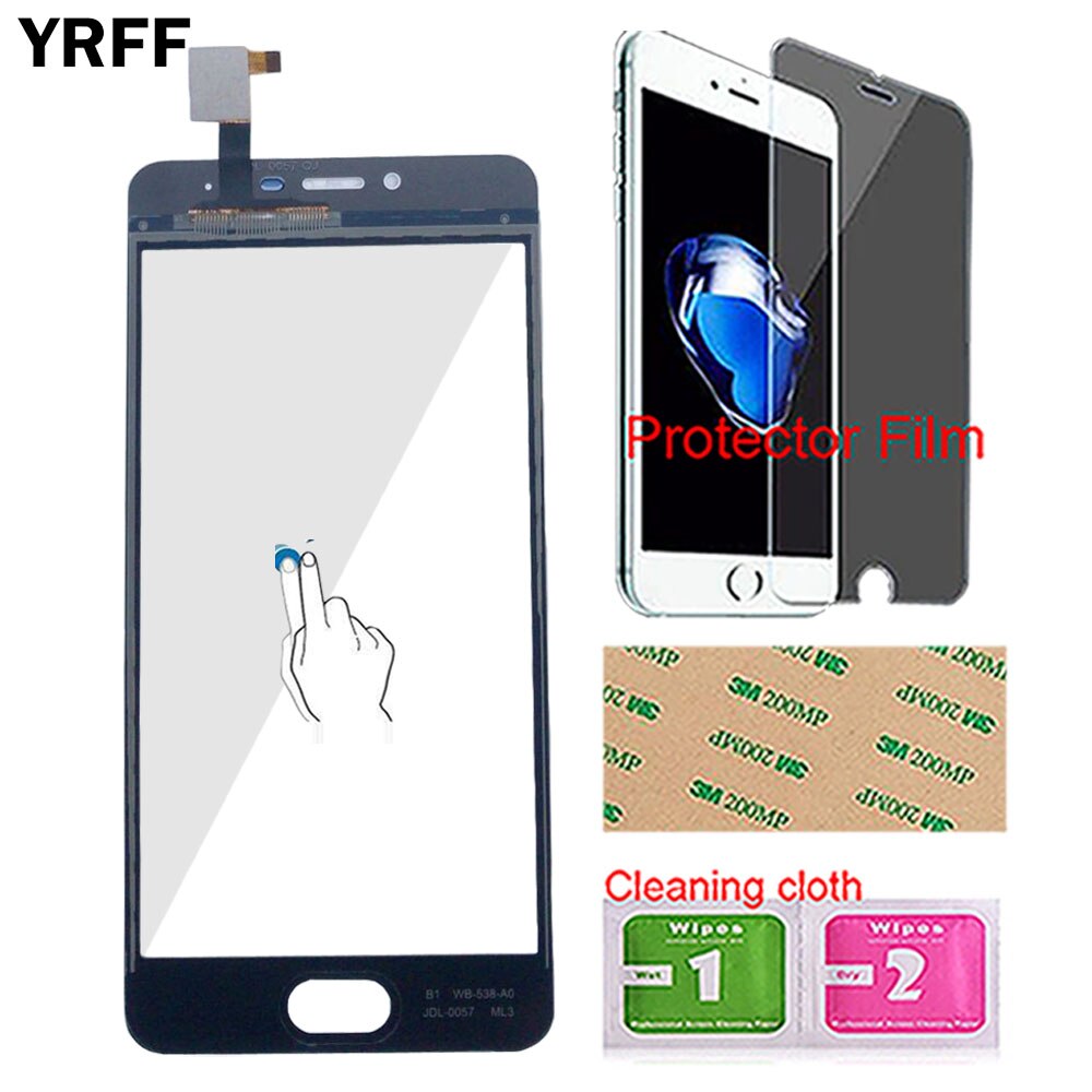 Teléfono DE PANTALLA TÁCTIL PARA EL Meizu M3S / Meilan 3S Touch Panel de cristal para pantalla M3s Sensor repuestos Digitizer herramientas Protector de película: Black No Tools