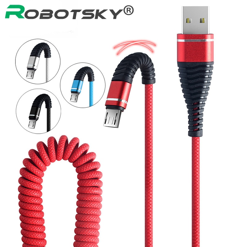 Robotsky 2.4A kabel sprężynowy USB typ C usb-c szybkie ładowanie kabel danych wiosna Mirco usb szybka ładowarka kabel robić XiaoMi Huawei Letv