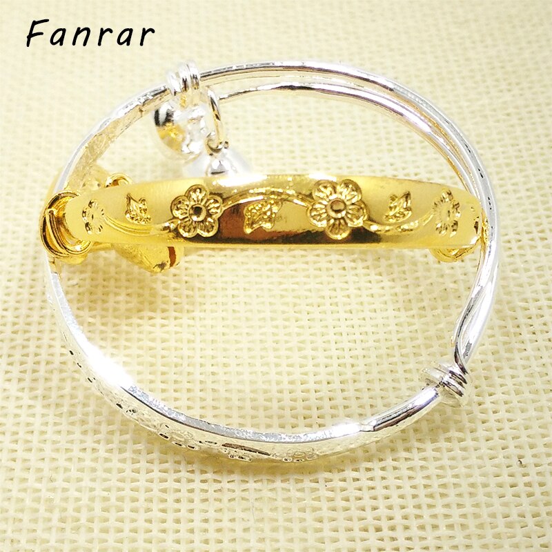 Accessori di gioielli di moda 2 pezzi bambino campana regolabile bracciale fiore piatto placcato argento ragazzo bambino ragazze bracciale regalo di compleanno
