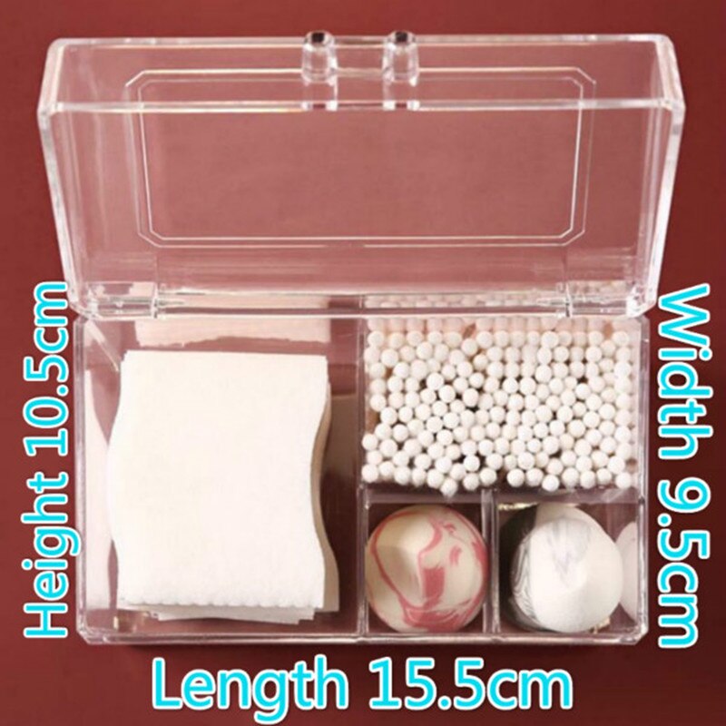 Odporna na kurz akrylowe płatki kosmetyczne organizator pudełko na przybory robić makijażu dla wacików/piękny mikser uchwyt z pokrywa 4 kraty dachowe robić zatrzymywania pojemnik na kosmetyki