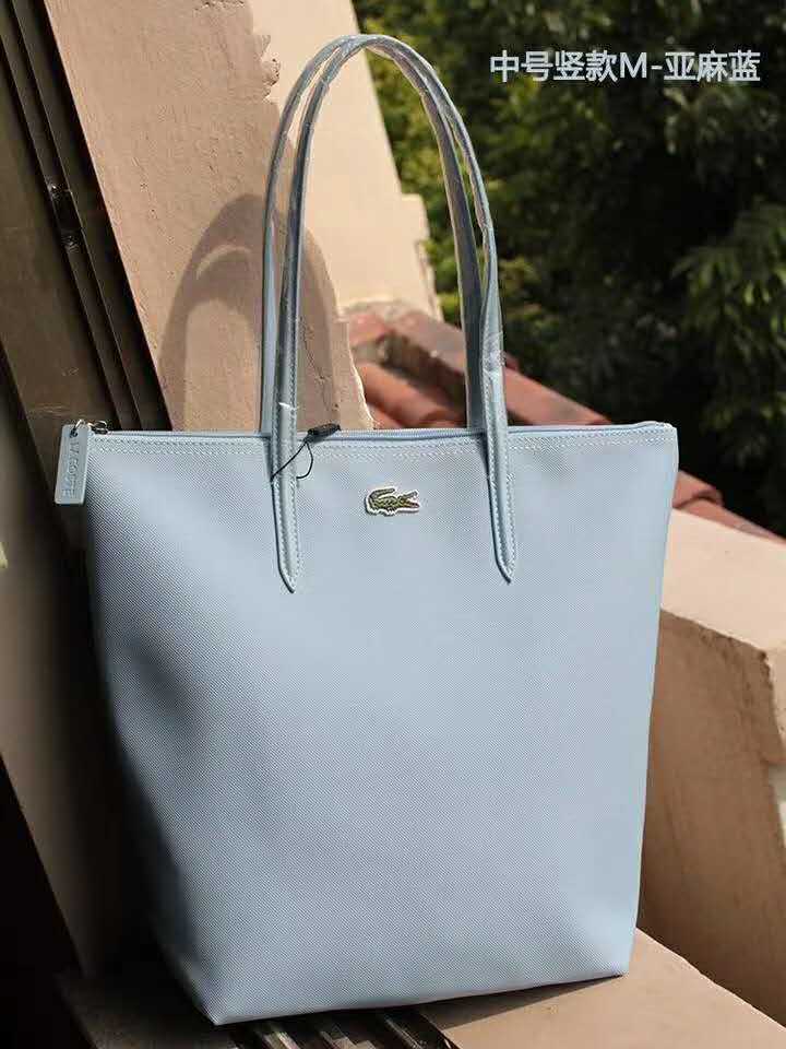 French vertical medium crocodile female bag shoulder handbag mommy large capacity shopping bag: Linen Blue