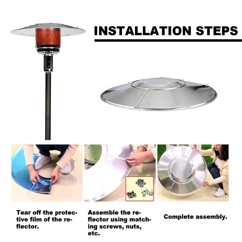 Outdoor Patio Heater Reflector Shield Anti-rust Anti-corrosion Aluminum Cover Propane Heat Reflector Shield Top