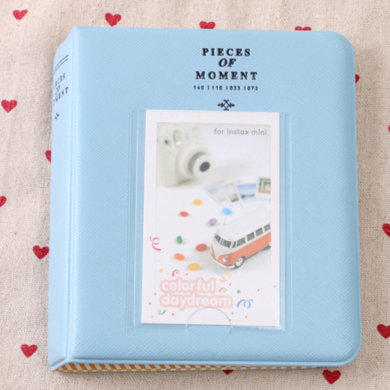 Prijs 64 Compartimenten mooie fotoalbum voor Instax Mini 7s 8 25 50s 90 Naam Card Credit kaart: Sky Blue