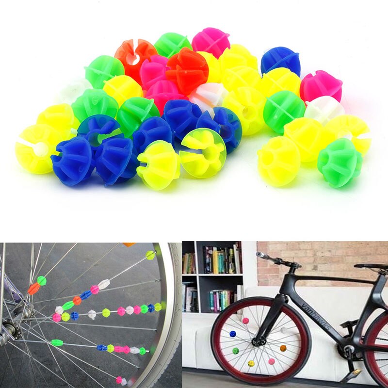 36Stck Kunststoff Multi-farbe Fahrrad Zyklus Rad Speichen Perlen freundlicher Fahrrad Dekore