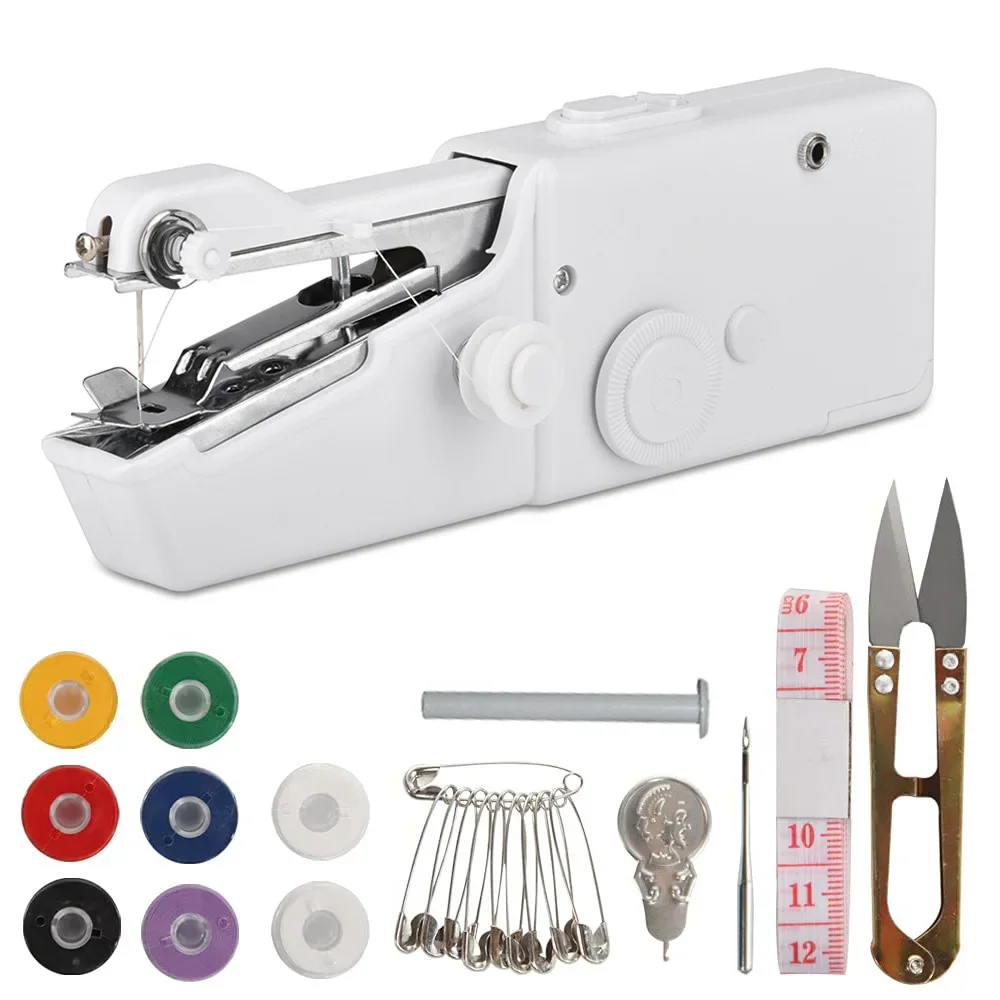Portable Sewing Machine Mini Handheld Stitch Sew Needlework Cordless Clothes Fabrics Household Electric Sewing Machine