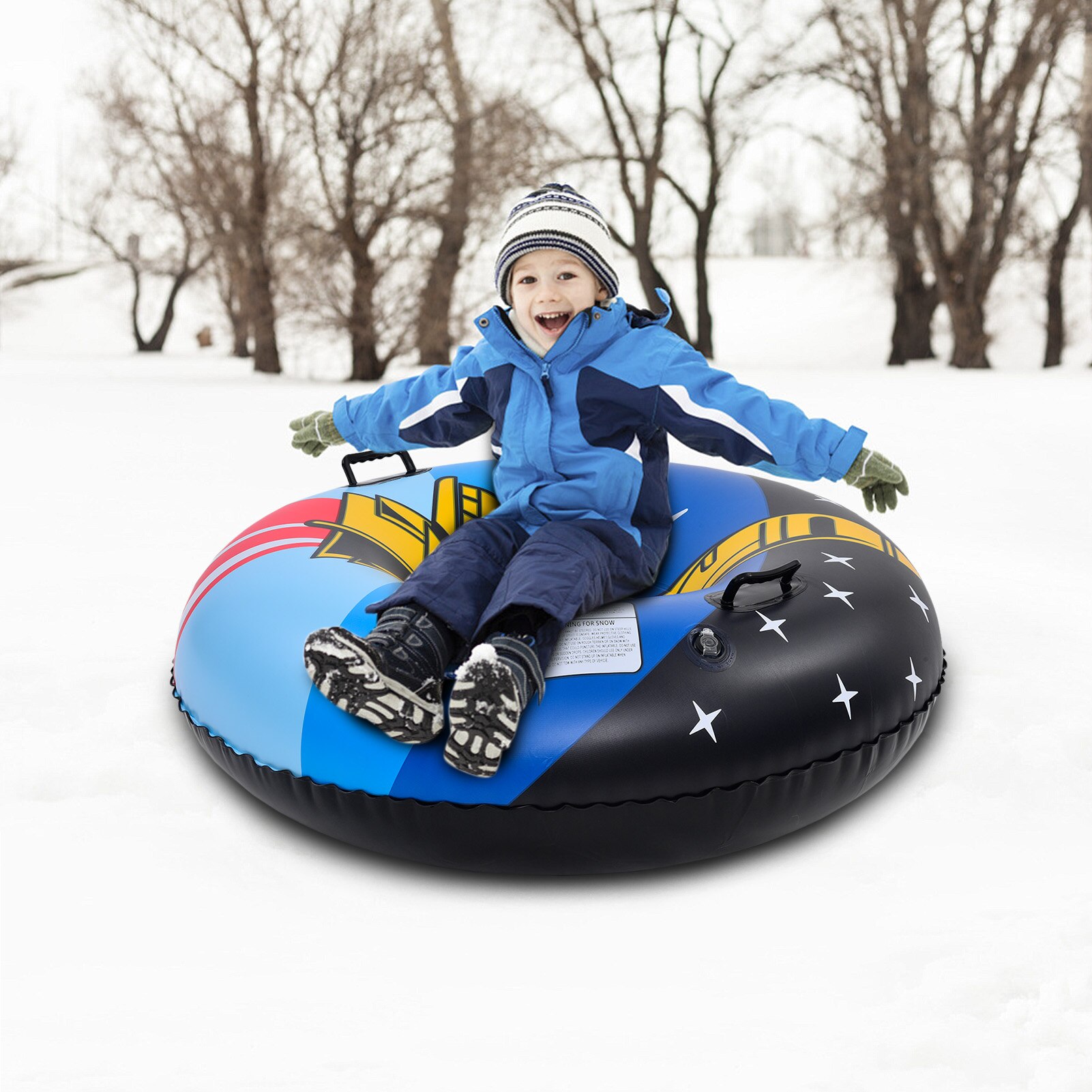 Tubo de nieve grande de 47 pulgadas, trineo inflable para nieve gruesa para adultos