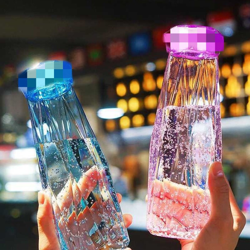 Gebühr Kristall Diamant Wasser Flasche bap Frei 420ML Glas Sport Flasche botella de agua Leck nachweisen draussen Reise Flasche für Mädchen