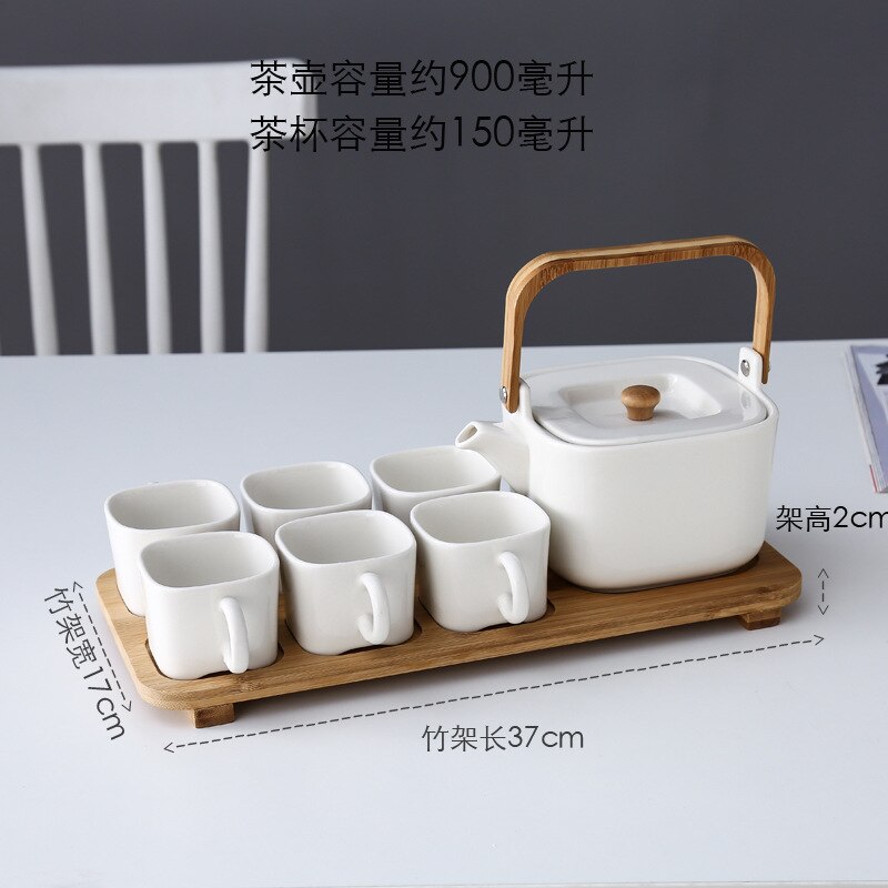 12pcs Ceramic Flower Tea Cup Set Household Afternoon Tea with Shelf Candle Heating Tea Set Combination Tea Pot Luxury Tea Set: White suit A 7pcs