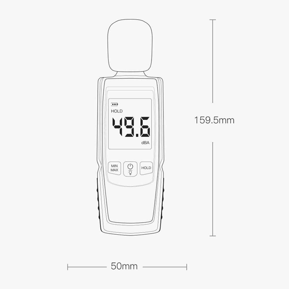 Décibelmètre Numérique 30-130 DB - Mesure Pondérée A/C, écran LCD, Enregistrement Données, Rechargeable, Pour Maison, Bureau, Atelier