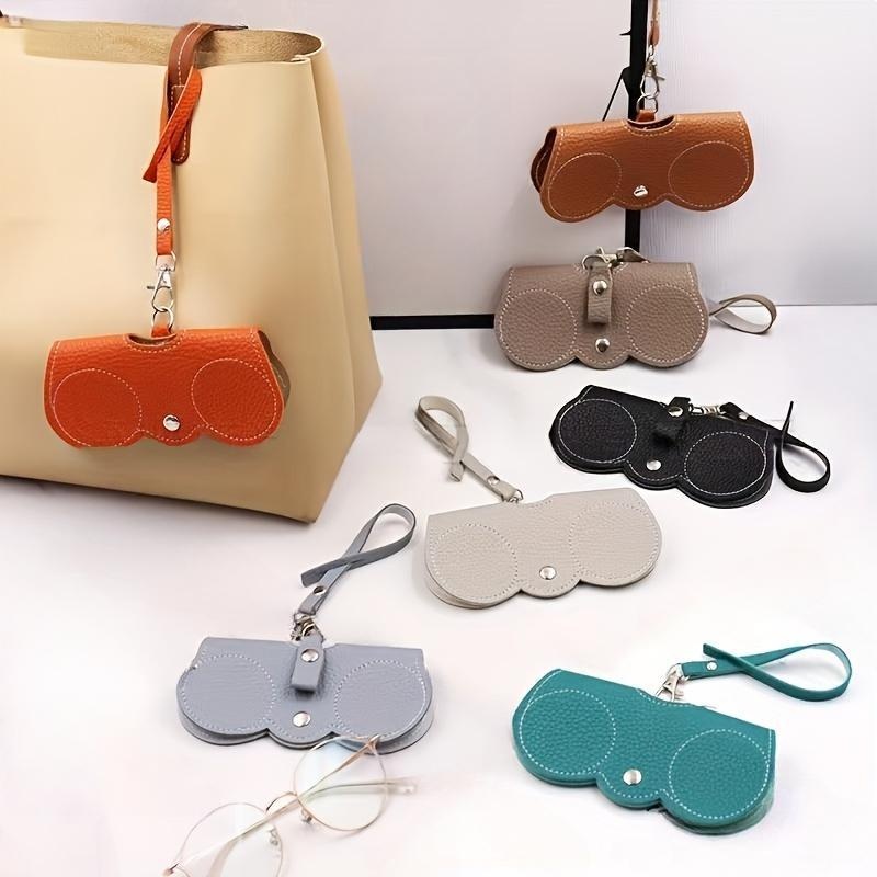 Brillenhülle mit Litschi-Prägung, niedlich, zum Aufhängen, PU-Leder, Sonnenbrille, Lesebrille, Aufbewahrungstasche, tragbarer Reise-Brillenhalter
