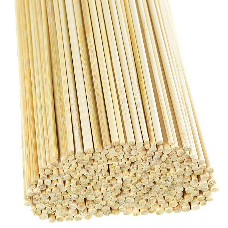 50 Pcs Round Bamboo Wooden Stick Rod Square Strip For Crafts Food Model Making For DIY Food Craft Useful Wood For Home DIY