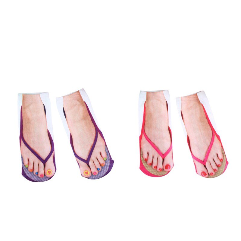 3D mujeres impresas chanclas calcetines lindos pies divertidos calcetines zapatillas Camping al aire libre senderismo calcetines cómodos