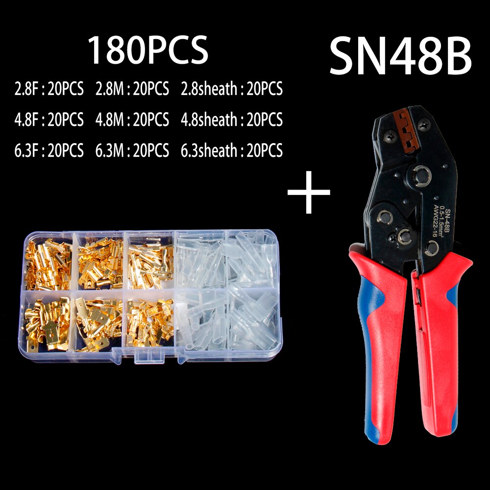 2.8/4.8/6.3mm SN48B golden box insulated wire crimp sheath wound connector plug press-insert spring insert quick simple terminal: 180 48B  J