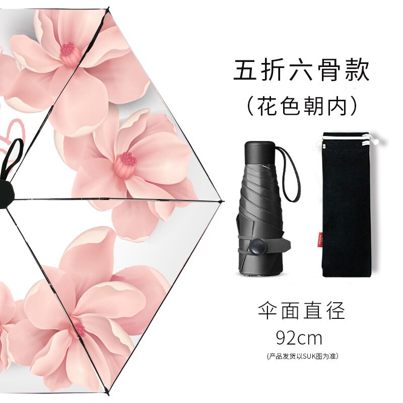 Cute Small Umbrella Rain Women Cute Windproof Folding Men Umbrella Uv Protection Paraguas Plegable Kids Umbrellas Sakura EA60YS: Style 7