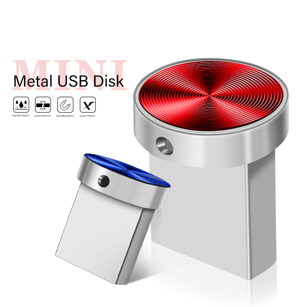 Super Mini pamięć USB dyski 128GB metalowe pióro 64GB wodoodporny Pendrive 32GB czerwony niebieski srebrny Pendrive 16GB rzeczywistej pojemności