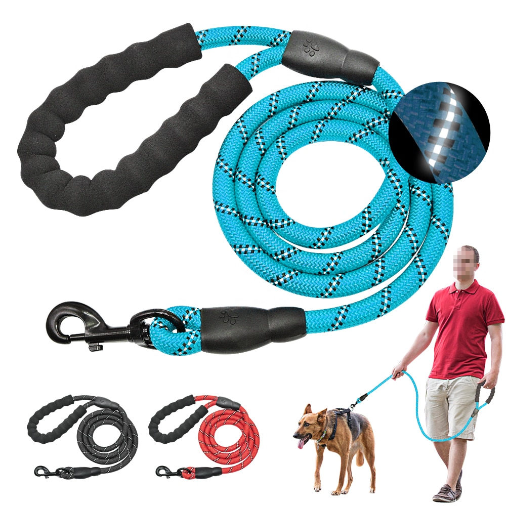 Correa reflectante grande para perro, cuerda de nailon para mascotas, correas de seguimiento, correa de escalada larga para perros de plomo para perro mediano, perro grande imponente