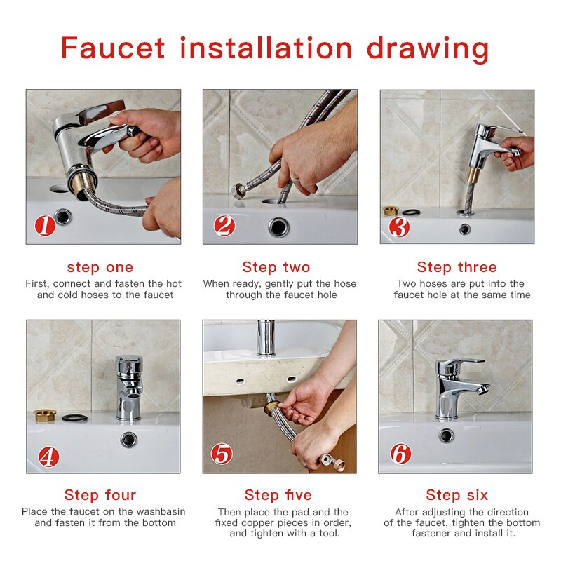 Badkamer Wastafel Kraan Chroom Enkel Handvat Keuken Kraan Kraan Mixer Koud Water Slang Verchroomd