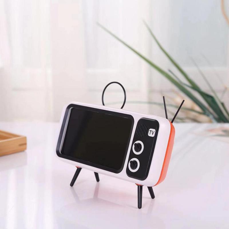 Portable Retro Mini TV Adjustable Mobile Phone Holder Plastic Phone Stand Desk Tablet Folding Stand Desktop