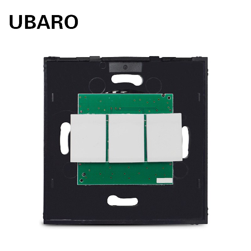 UBARO-Interruptor táctil de pared sin Panel de cristal para UE/Reino Unido, color blanco y negro, Material de PC, accesorios de pieza de Sensor eléctrico, 100-240V