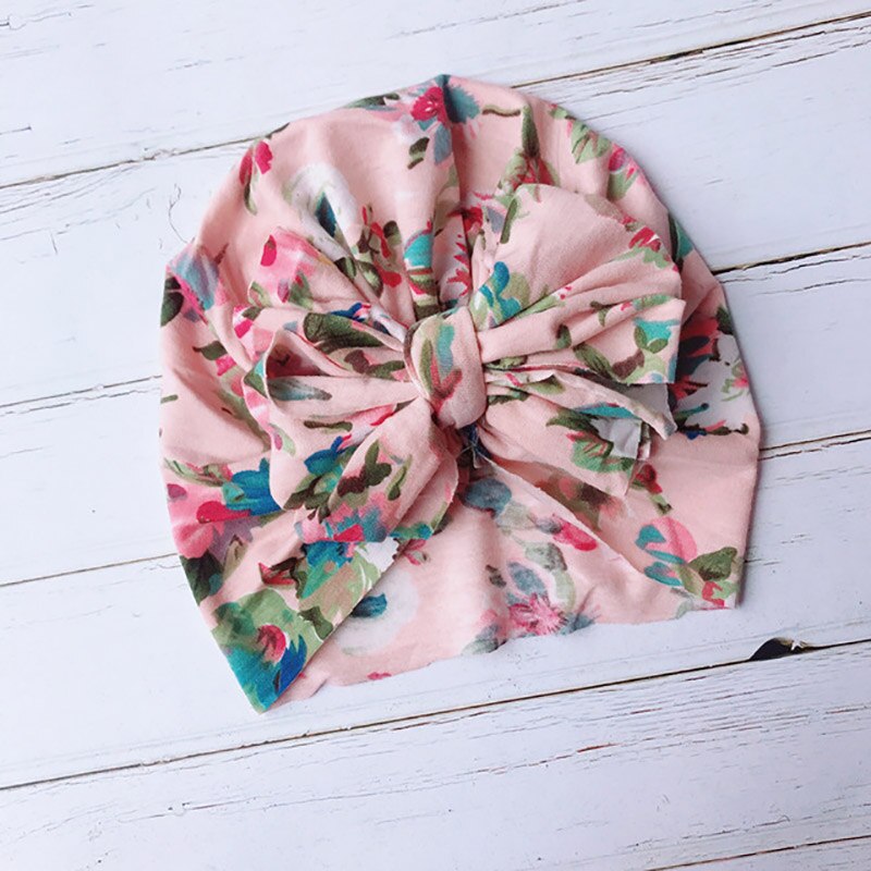 Gorro de algodón con lazo para bebé, gorro para niña, turbante para niño pequeño: style3 Pink 0-5Y