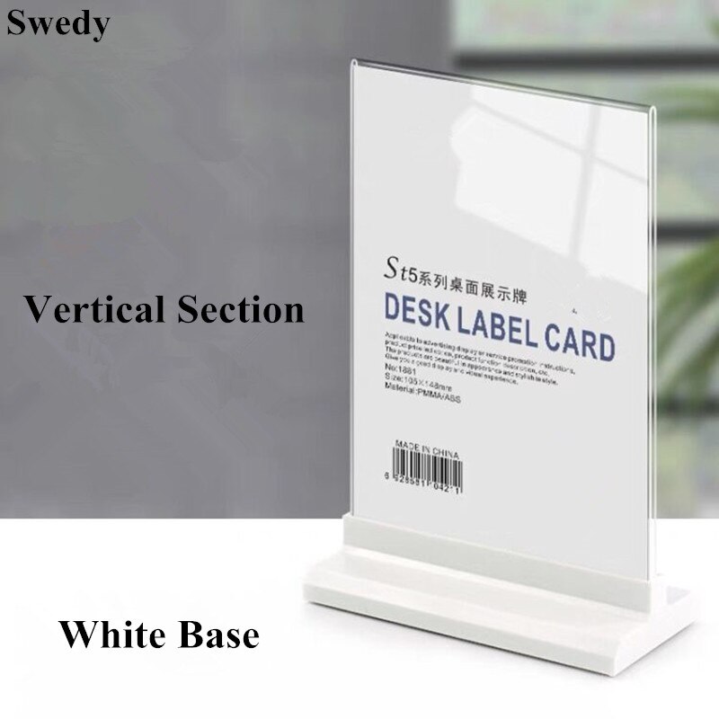 A5 148X210MM Double-Sided Desktop Acrylic Sign Holder Plastic Display Stand Restaurant Table Menu Card Flyer Holder Poster Frame: A5 White Vertical