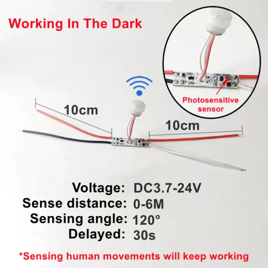 2-1 Stück PIR-Bewegungssensor Lichtgesteuerter Schalter 3,7V~24V Bewegungsmelder Zeitschaltuhr Steuerung für Lichtstreifen Schreibtischlampe Nachtlicht: 4XL / Braun
