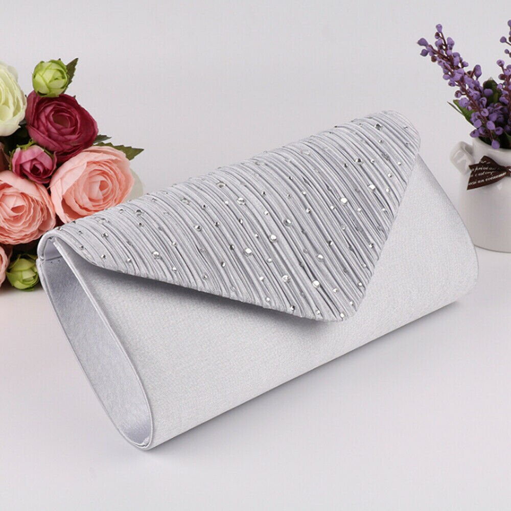 Vrouwen Avond Party Chain Sequin Schoudertas Prom Bruiloft Dame Clutch Envelop Handtas Cross Body Flap Handtassen: Zilver