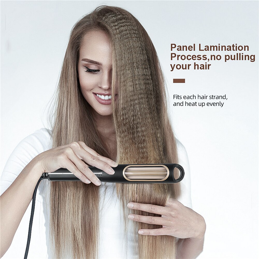 Rizador de cabello automático con pinza de maíz, plancha de rizos de hierro plano corrugado, Plancha , Herramienta de Peinado de ondulación de cabello rizado