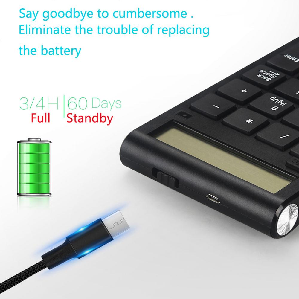 Wireless 2.4G Numeric Keypad USB Insert Connection Rechargeable Smart Keypad Financial Accounting Electric Calculator