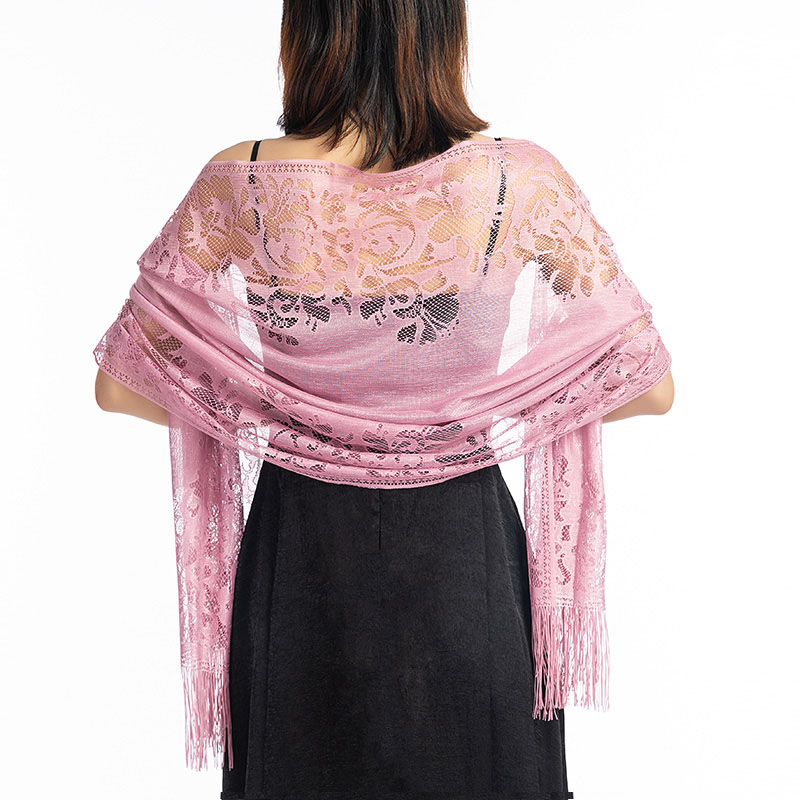 Vrouwen Wit Kant Sjaal Elegante Lange Tassel Tulle Sjaal en Sjaals Avond Party Wraps 200*63 cm