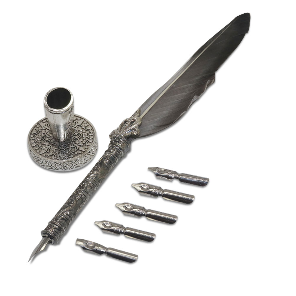 Baspenna med 5 spetsar engelsk kalligrafi fjäderpenna skrivbläckset med 5 spetsar bröllopspenna med fjäderpenna reservoarpenna