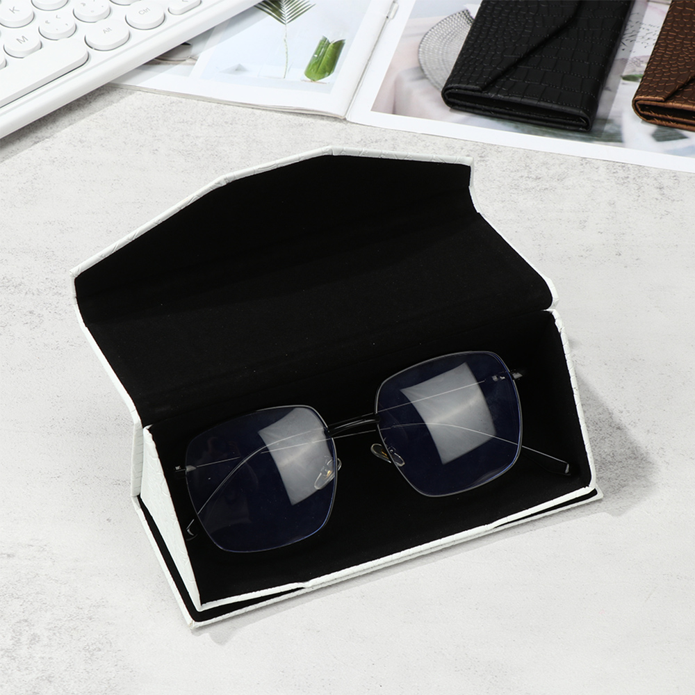 1 Pcs Crocodile Texture Folding Triangle Sunglasses Box PU Waterproof Eyewear Case Protective Glasses Box Eyeglasses Organizer
